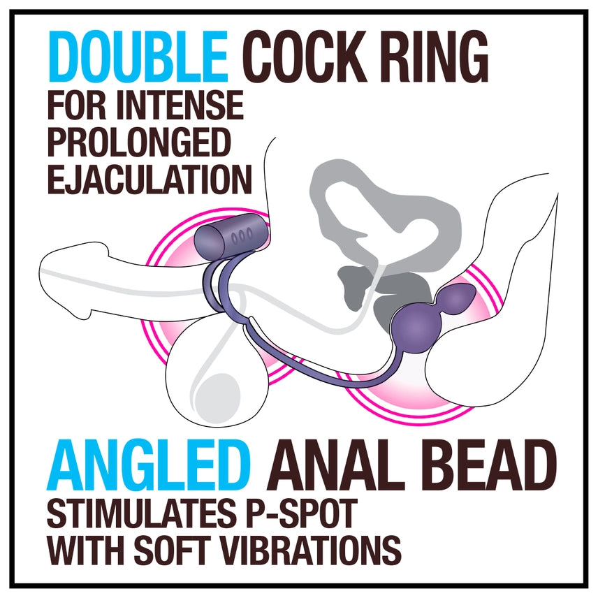 Double Cock Ring with Anal Bead Plug