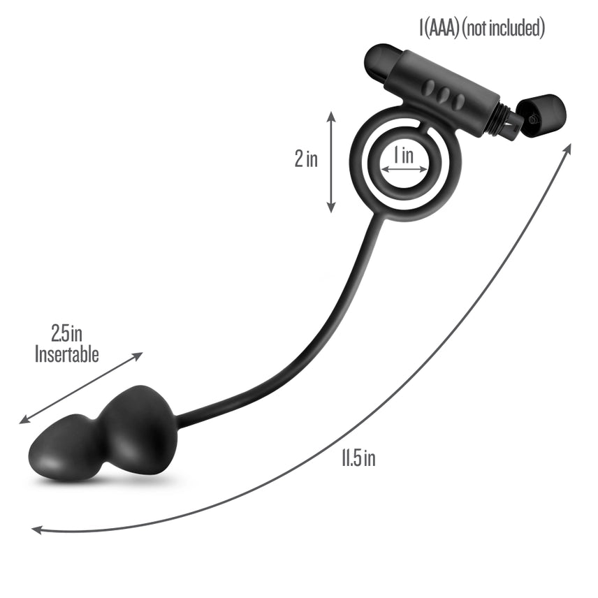 Double Cock Ring with Anal Bead Plug